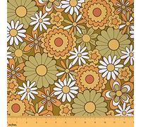 Tissu d'ameublement hippie marguerite par The Yard - Vintage des années 70 - Tissu de décoration floral rustique jaune et blanc pour tapisserie d'ameublement et décoration d'intérieur, 1,8 m