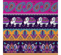 Tissu d'ameublement motif cachemire floral au bord de la cour, motif éléphant bohème, tissu d'ameublement pour chaises à faire soi-même, style indien, imprimé mandala, tissu décoratif imperméable, 2