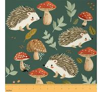 Tissu d'ameublement motif hérisson de la jungle par The Yard, tissu d'ameublement, feuilles de champignon, plantes botaniques, style rustique, tissu décoratif pour la maison, fournitures de couture,