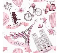 Tissu d'ameublement Tour Eiffel par The Yard, tissu décoratif romantique à Paris français pour tapisserie et projets de bricolage à la maison, tissu floral imperméable pour la Saint-Valentin, 92 x 150