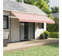 Tissu d'auvent rayé rouge blanc 5 x 3,5 m, 100 % polyester avec revêtement PU, résistant aux UV et à l'eau, design pratique pour un transport et une installation faciles, idéal