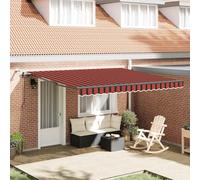 Tissu de auvent rétractable en Polyester Orange et Marron 400 × 300 cm avec télécommande pour Patio extérieur, Balcon, terrasse, Protection Solaire Durable et Design Moderne
