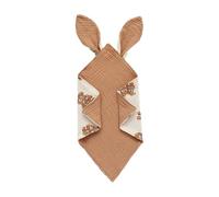 Tissu de bavoir, serviettes de rotin pour, 12 x 12 pouces Bandana Drool Burp, Bavoirs doux pour bébé avec serviette absorbante double couche avec oreilles de lapin, Café léger.,