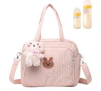 Tissu de couche-culotte Sac de messager - Panier de maternelle et organisateur de voiture, sac de maman portable, sac de grande capacité pour voyage, couches, garçon, rose, riferimento alla