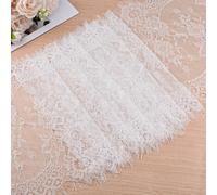 Tissu de dentelle de cils URROMA, tissu de dentelle blanche 3M, tissu de dentelle large pour coudre robes de mariée voiles bricolage mode décor de fête, 14,17 pouces