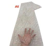 Tissu de dentelle de luxe pailleté et perlé d'Afrique 2025, haute qualité, marié nigérian, mariage de mariée, broderie, tulle français, dentelle à coudre 5 mètres,2,5 mètres,1 mètreAcrylique