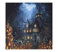 Tissu de Fond Photo Halloween Château Lune Polyester 150x140 | Toile de Fond Studio Photo, Usage Intérieur pour Art Photos, Motif Unique, Léger et Facile à Déplacer