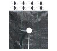 Tissu de jardin, bâche avec trous, couverture de sol paysagère, comprend un ensemble de clous de fixation, conception de barrière robuste, idéal pour les parterres de légumes, les racines d'arbre, le