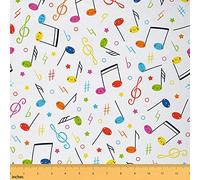Tissu de notes de musique de dessin animé pour enfants par The Yard - Thème musique - Tissu d'activités pour loisirs créatifs - Décoration d'intérieur - Tissu géométrique pour garçons et filles - 0,9