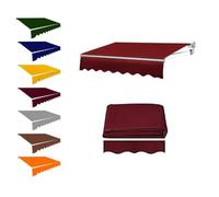 Tissu de rechange en polyester imperméable pour auvent rétractable - 350 x 300 cm - Bordeaux - Solution d'ombrage pour balcon