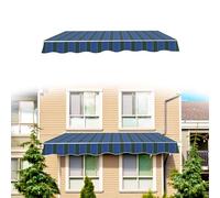 Tissu de rechange imperméable et rétractable pour auvent | Pare-soleil d'extérieur pour terrasse, véranda, jardin, terrasse, rayures jaune-vertes, 4,5 x 2,5 m