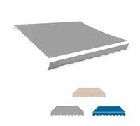 Tissu de rechange imperméable pour auvent - 500 x 300 cm - Gris - Avec cantonnière - Couverture d'auvent durable pour une utilisation extérieure (3,5 x 3 m)