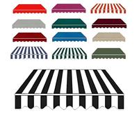 Tissu de rechange imperméable pour auvent de terrasse - 280 g/m² - Housse d'auvent avec cantonnière pour terrasse, cour et balcon - Rayures noires et blanches, 3 x 1,5 m