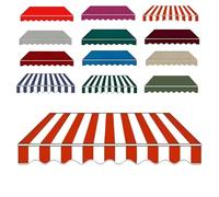 Tissu de rechange imperméable pour auvent de terrasse rétractable - Motif rayures rouges et blanches - 280 g - Toile d'extérieur pour terrasse, cour et balcon (4 x 3 m)