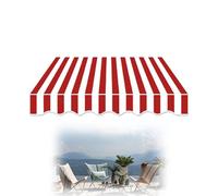Tissu de rechange manuel pour auvent de terrasse, durable à rayures, protection UV, matériau rétractable résistant aux intempéries, installation facile (rouge)