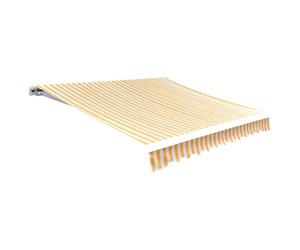 Tissu de rechange pour auvent 3 x 2,5 m, jaune tournesol et blanc, pour cadre existant, en polyester résistant à la décoloration, offrant de l'ombre sur la terrasse et la terrasse, avec 1 volant.