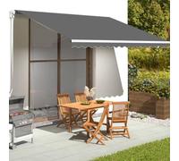 Tissu de rechange pour auvent anthracite 4,5 x 3,5 m en polyester résistant à la décoloration à installer sur un cadre d'auvent, offrant de l'ombre sur votre terrasse, terrasse ou jardin.