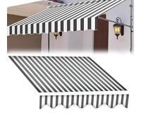 Tissu de rechange pour auvent de terrasse (cadre non inclus) Pare-soleil en tissu avec cantonnière (noir, 400 x 300 cm)