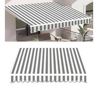 Tissu de rechange pour auvent de terrasse en polyester résistant aux intempéries et aux UV avec cantonnière (400 x 250 cm), gris et blanc