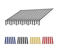 Tissu de rechange pour auvent gris + blanc solaire pour extérieur, terrasse, jardin, tonnelle, fenêtre, porte, pare-soleil, housse résistante aux UV de 2,5 m