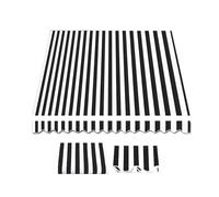 Tissu De Rechange pour Auvent Rétractable, Toile D'Auvent Tissu De Rechange Étanche, 250x200cm 300x150cm 400x220cm Toile pour Store Banne pour Balcon Patio(Black/White Stripes,300x200cm)