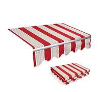 Tissu De Rechange pour Auvent Rétractable, Toile D'Auvent Tissu De Rechange Étanche, 250x200cm 300x150cm 400x220cm Toile pour Store Banne pour Balcon Patio(Red/Khaki Stripes,400x200cm)