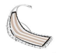 Tissu de rechange pour balancelle d'extérieur, rayures pour base de siège en textilène, 64 x 197 x 23 cm, tissu à installer rapidement pour meubles de terrasse (rayures havanes)
