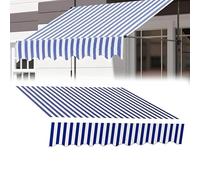 Tissu de rechange pour parasol de terrasse (sans cadre), matériau pour fenêtres et portes avec cantonnière (bleu, 700 x 400 cm)