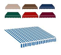 Tissu de Rechange pour Store Banne de Jardin Terrasse Toile for Auvent De Terrasse Rétractable Toile D'Auvent Anti-UV Et Imperméable Extérieur(Blue White,16x4.9ft/5x1.5m)