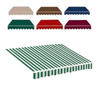 Tissu de Rechange pour Store Banne de Jardin Terrasse Toile for Auvent De Terrasse Rétractable Toile D'Auvent Anti-UV Et Imperméable Extérieur(Green White,13x4.9ft/4x1.5m)