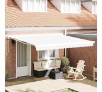 Tissu de rechange pour store blanc en polyester 4 × 3,5 m avec volant résistant aux intempéries et aux UV pour balcon, terrasse, jardin, comme extérieur protection solaire et distributeur d'ombre