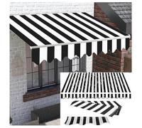 Tissu de rechange pour store enrouleur rétractable manuel de qualité supérieure - 280 g/m² - Polyester hydrofuge - 5,5 x 5,5 x 3 m - Rayé noir et blanc