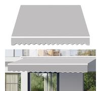 Tissu de rechange réglable pour auvent de terrasse 100 % polyester 280 g - Housse de protection solaire imperméable - Convient aux auvents et portes - Taille : 3,6 x 3 m - Gris clair
