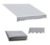 Tissu de rechange rétractable manuel pour auvent de terrasse - Tissu en polyester imperméable avec cantonnière avant, gris clair, 4,5 x 3 m, parfait pour l'ombre et un abri d'extérieur