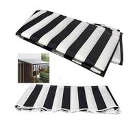 Tissu de rechange rétractable pour auvent de terrasse (sans cadre) - 100 % polyester 280 g - Imperméable - Rayures noires et blanches (taille : 5,5 x 2,5 m)