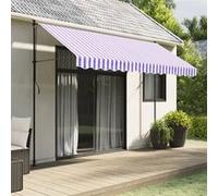 vidaXL Tissu de remplacement de cantonnière d'auvent rayé bleu et blanc