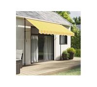 vidaXL Tissu de remplacement de cantonnière d’auvent jaune blanc 3 m, dessus de store de remplacement, parasol de patio,, auvent de jardin Blanc G