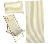 Tissu de remplacement de chaise de terrasse 45.2x17 Tissu de chaise de recharge pliante tissu avec taie d'oreiller, rayures vertes et blanches Élingue de patio pour balcon de plage à la maison, couve