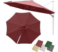 Tissu De Remplacement For Auvent Parasol Rond Décalé 10 Pieds - 8 Nervures En Porte-à-faux For Jardin, Patio, Piscine, Dessus , Protection UV, Couverture Toile(Red,Single top-3.5m( 11.5ft))