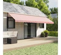 vidaXL Tissu de Remplacement pour Auvent, Voile d’Ombrage Imperméable, Toile de Store Jardin Patio Terrasse, Rayures Rouges et Blanches