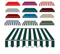 Tissu de Remplacement pour Auvent de Terrasse Manuel, Toile de Rechange Store Banne Balcon Jardin, Pare-Soleil Extérieur Imperméable avec Volant, Tissu Seul(Rayures Blanches Vertes,300x200cm)