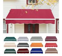 Tissu De Remplacement Pour Auvent De Terrasse Rétractable, 5x3m Tissu De Rechange Pour Store Banne En Polyester, Toile D'Auvent Couverture D'auvent Protection Solaire Imperméable(Red,5x3m/16x10ft)