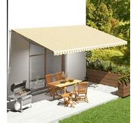 vidaXL Tissu de remplacement pour auvent 6×3,5 m Jaune et blanc