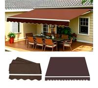 Tissu de Remplacement pour Auvent Manuel Jardin Terrasse, Toile Pare-Soleil Rétractable avec Bandeau Avant, Adapté Pour Balcon, Extérieure et Boutique, Dimensions Sur(Size:4.5x1.5m,Color:Marron foncé)