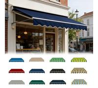 Tissu de Remplacement pour Auvent Rétractable, Toile de Rechange Store Banne Protection Solaire,Toit de Rechange Polyester 280 g/m² pour Auvent Cadre de 200-700cm(Green-Blue,B360cmxL300cm)