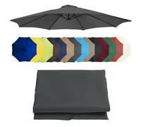 Tissu De Remplacement Pour Parasol Déporté (2-3.50m) - Toile De Rechange Pour Terrasse, Jardin, Piscine - 8 Nervures, Gris, 350cm/11.4ft