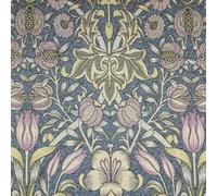 Tissu de tapisserie William Morris - Bijou de lys et de grenade - Tissu d'ameublement floral violet et bleu (100 cm x 140 cm)