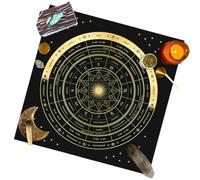 Tissu de tarot - Serviette de sorcière - Tapis de jeu de société - Tissu de tarot pour lire - Tapis carré d'oracle d'astrologie - Nappe en velours - Tissu délicat de tarot de sorcière pour la