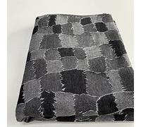 Tissu denim au mètre Tissus en coton jean lavé Jacquard pour couture Treillis de patch 170 cm Large le bricolage, la décoration intérieure Matériel Couture(Color:Noir)