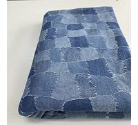 Tissu denim au mètre Tissus en coton jean lavé Jacquard tissu jean pour couture Treillis de patch 170 cm De Large Pour le bricolage, la décoration intérieure Matériel de Couture(Color:bleu clair)